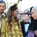 Anna Dello Russo poses with Marc Jacobs, Alber Elbaz and JPGaultier Dolls