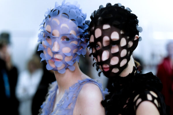 two models at maison margiela Fall winter 2020 backstage