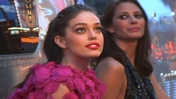 Supermodel Emily DiDonato and Christy Turlington on set of Maybelline New York "Color Sensational TV'