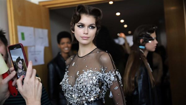 Kaia Gerber backstage at Miu Miu by Karen Morrison Beauty Fashion Film Director MODTV ©